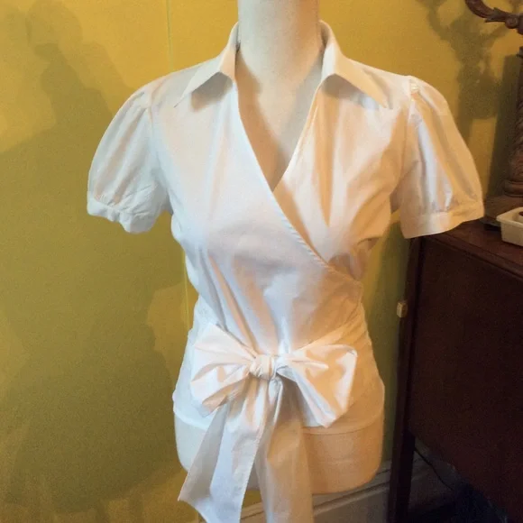 zinc | Tops | Cute Zinc White Cotton Wrap Top Size M | Poshmark